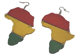 Pendientes de aro colgante Tiger Smile África rasta con tono plateado 3" de largo - Imagen 1 de 1
