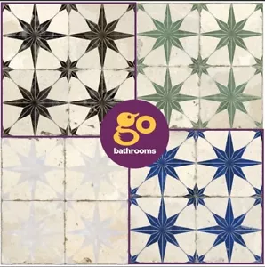 Vintage Star Tile Patterned Wall & Floor Ceramic Tile Slab | 450x450 | 4 Colours - Picture 1 of 13