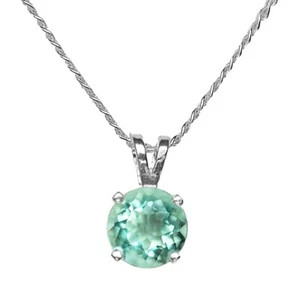 8mm ROUND BLUE GREEN FLUORITE 925 STERLING SILVER PENDANT + CHAIN / NECKLACE - Picture 1 of 2