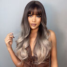 Long Curling Hair Wigs with Bangs  Wavy Hair  with Hair Net Heat W9L0