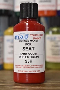 TOUCH UP KIT FOR SEAT RED EMOCION S3H PAINT BOTTLE BRUSH 30ML IBIZA CUPRA LEON - Picture 1 of 2
