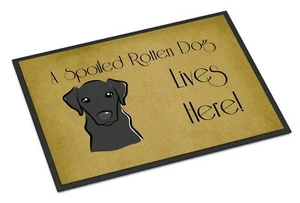 Caroline's Treasures BB1483JMAT Black Labrador Spoiled Dog Lives Here Doormat... - Picture 1 of 6