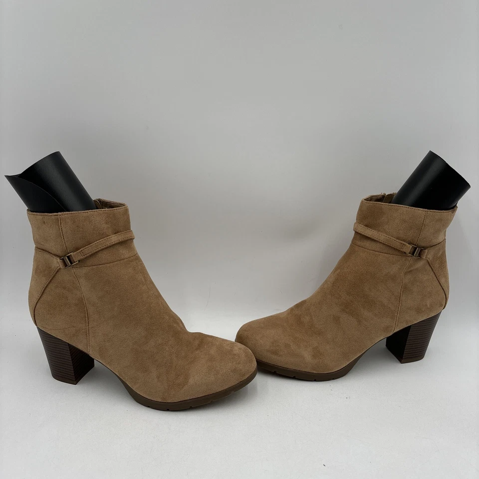 Anne Klein RYE Tab Fabric Round Toe Side Zip Block Heel Booties Size 11M - Image 1 of 4