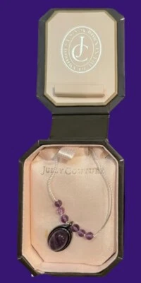 Y2K Juicy Couture Necklace Lot Locket String Pewter Purple Amethyst Stone $106 - Image 1 of 4