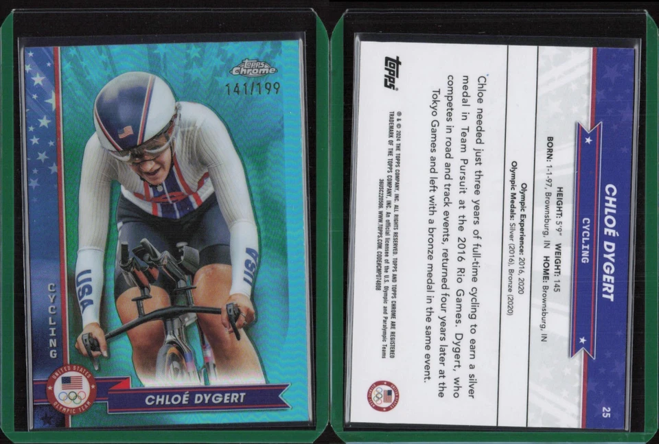 2024 Topps cromo Juegos Olímpicos EE. UU. Aqua Refractor #25 Chloe Dygert/199 Foto 1 de 1