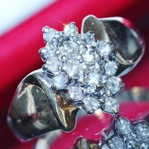 Anillo oro amarillo 10k 0,30ct diamante natural talla 5 cóctel hecho a mano vintage 3gr - Imagen 1 de 12