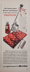 Mochila de maquillaje Revlon anuncio impreso efímero arte de pared decoración vintage 1940 - Imagen 1 de 1