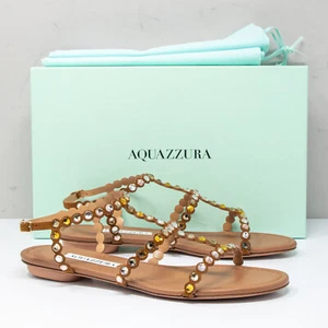 Aquazzura Tequila Cognac Leather Sandals, Size 37 EU (7 US) - Picture 1 of 8