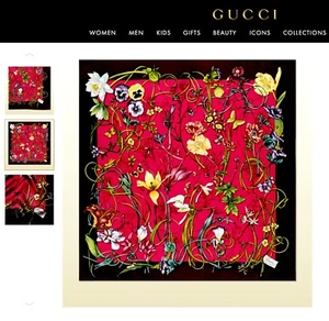 Gucci Silk Wrap Infinity Flora Print Multicolor Pink Scarf with Gucci Gift Box - Picture 1 of 16