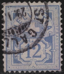 #SVI (04281) Svizzera 1882 12 c. oltremare (N°61) usato - Imagen 1 de 1