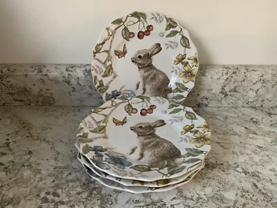Set of 4 SOFIE THE BUNNY Salad Luncheon Dessert Snack Plates 8 1/2" by PIER 1 EC - Image 1 of 4