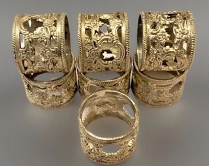 De Colección Servilleteros Anillos Floral Regencia Plato Plata Cena Decoración Art Deco Retro Set 7 - Imagen 1 de 15