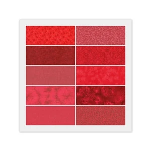 Charm Pack - 40) 5" x 5" Squares, RED Colors, 100% Quilting Cotton Fabric - Picture 1 of 11