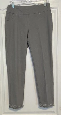 Ruby Rd Women’s Ankle Pants Size 8 Gray Pull-on Elastic Waist Embellished NEW - Image 1 of 4