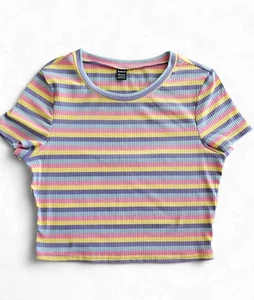 Bunt gestreiftes Slim-Fit Hemd Large - Damenmode Kleidung Pastellfarben - Bild 1 von 5
