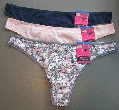 Paquete de 3 bragas tanga Maidenform para mujer mezcla de algodón, azul rosa floral, XL/8 Foto 1 de 4
