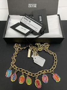 New Designer Versace Jeans Couture Multicolor Metal Charms Belt - Picture 1 of 6