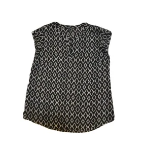 Hilary Radley Women's Printed Sleeveless Blouse Black White Ikat Print Medium - Picture 1 of 10