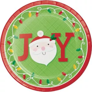 Friends of Santa JOY Paper 8 Ct 9" Dinner Plates - Picture 1 of 1