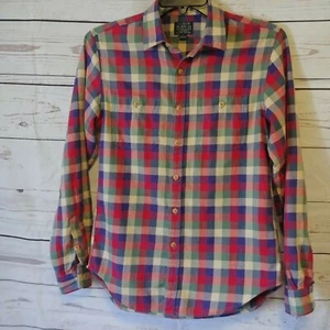 J. Camisa de Franela Crew Para Hombre Talla Pequeña De Colección Granero Cuadros Botón Delantero Larga Slv - Imagen 1 de 5