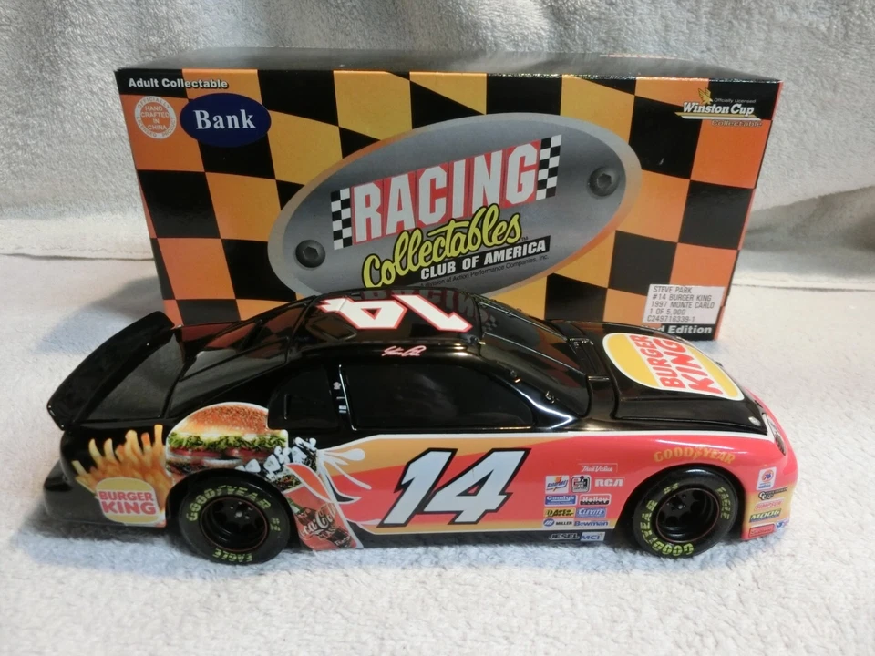 Steve Park #14 Burger King / 1997 Monte Carlo B/W Bank 1/24 Diecast - Imagem 1 de 4