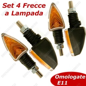 SET 4 FRECCE MOTO DOPPIO VETRO NERO SATINATO OMOLOGATE UNIVERSALI 12V 21W 10W - Bild 1 von 2