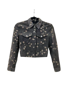 Allsaints Fraise Soft Suede Floral Jacket UK4 - Picture 1 of 5