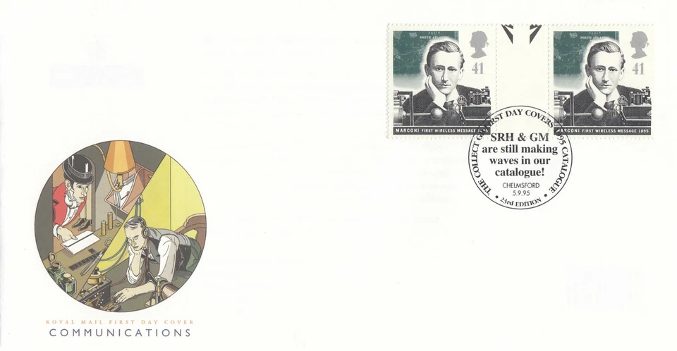 Communications Marconi GB FDC GUTTER PAIR Chelmsford 1995 (67163) - Image 1 of 1