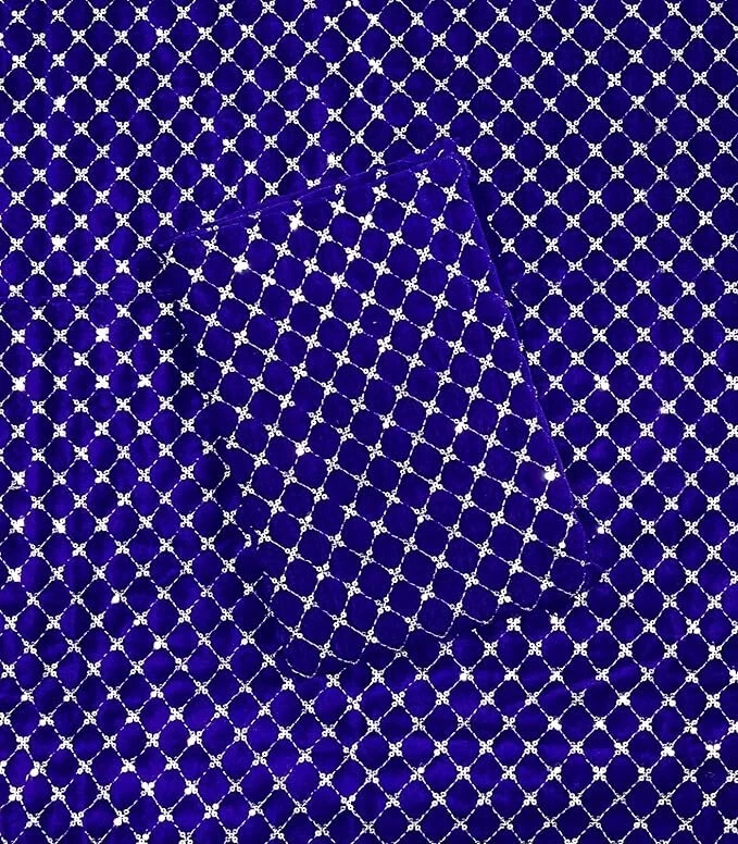 51" Indian Velvet Dress Material Unstitched Tunic Top Embroidered Sewing Blue 4Y - Image 1 of 1