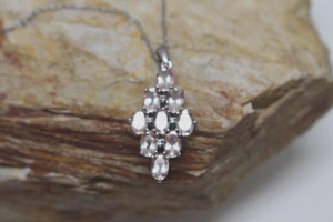 Marropino Morganite, White Topaz Necklace with 18" Chain .925 SS $909.00 NIB - Picture 1 of 8