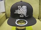 New Era Ny Mets Black Fitted Hat Ny State Reflective Logo White Outline 7 5 8