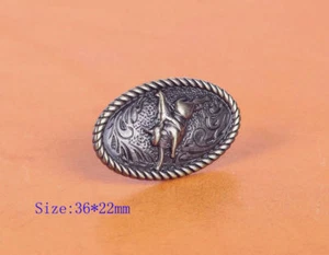 6PC 36*22MM ANTIQUE BRASS SILVER WESTERN COWBOY COWGIRL RODEO CALF ROPER CONCHO - Picture 1 of 10