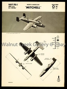 WWII Aircraft Identification Poster, B-25 Mitchell, Art Print on 11x14" 09139 - Picture 1 of 1