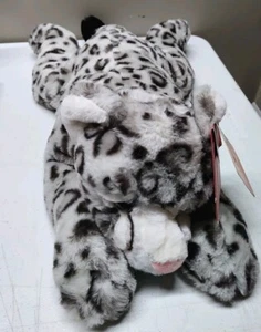 FAO Schwartz Plüsch Schneeleopard Stofftier Plüsch rosa Nase mit Adoptionspapieren - Bild 1 von 14