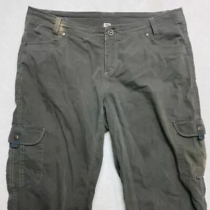 Kuhl Hiking Trail Cargo Pants Women's 16 Olive Gray Roll Bottoms - Picture 1 of 13