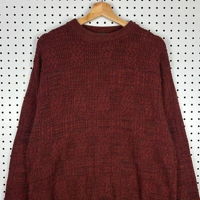 Oscar De La Renta Chunky Large Cotton Blend Orange RevKnit Sweater Grandpa 90s - Image 1 of 4