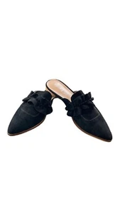 MI.IM Rebecca Vegan Ruffle Pointy Toe Mules - Black - Size 8.5 - Picture 1 of 6