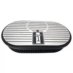 Ford De Tomaso Pantera 15" Oval Air Cleaner Kit - Black - Sits Horizontal - Foto 1 di 7