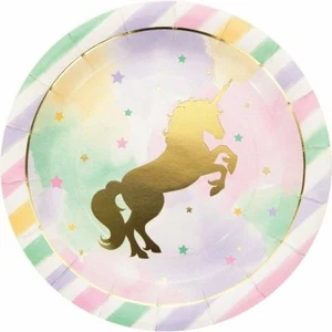Unicorn Sparkle Foil Stamp 9" Dinner Plates - 8 Count - Picture 1 of 1