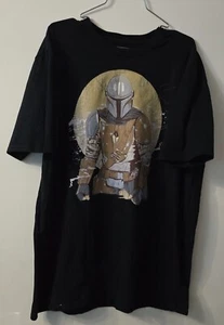 Star Wars Men's The Mandalorian Distressed Warrior Black T-Shirt- sz XL - Picture 1 of 9