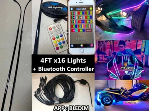 JHB 16PCS 4FT APP Remote CHASING Flow BLACKOUT IP67 LED Slingshot Strips Lights - Bild 1 von 18