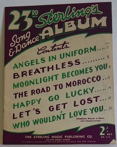 vintage sheet music Sterling's 23rd Album 1942 book Song and Dance Australian - Picture 1 of 3
