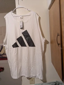 TOLLES 3XLT NEU MIT ETIKETT ADIDAS HERREN BIG & TALL LOGO TANK TOP WEISS MIT GROSSEM SCHWARZEM EMBLEM - Bild 1 von 22