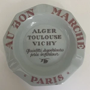 VTG French Ashtray- Au Bon Marche'- Limoge Porcelain- Lists French Cities - Picture 1 of 9
