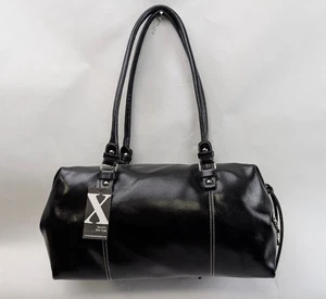 Neu mit Etikett Y2K Maxx New York schwarze Lederhandtasche Schultertasche Handtasche 2005 nie benutzt - Bild 1 von 5