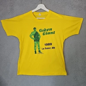 Vintage 80's Jolly Green Giant Vegetable 1989 Le Sueur MN Yellow T-Shirt SZ L - Bild 1 von 10