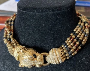 Fantastic estate signed vintage Ciner Multi strand tiger necklace - Picture 1 of 15