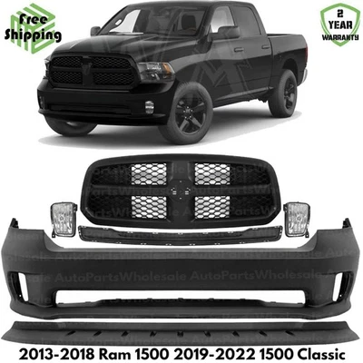 Front Bumper Cover Kit For 2013-2018 Ram 1500 2019-2022 1500 Classic - Image 1 of 4