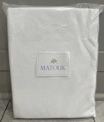Cobertor completo/queen Matouk Lanai 65 % algodón 35 % poli blanco ribete festoneado nuevo Foto 1 de 4