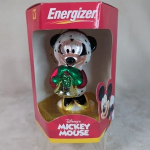 Energizer Disneys Minnie Mouse Ornament 5in Blown European Glass Christmas Vtg - Picture 1 of 8